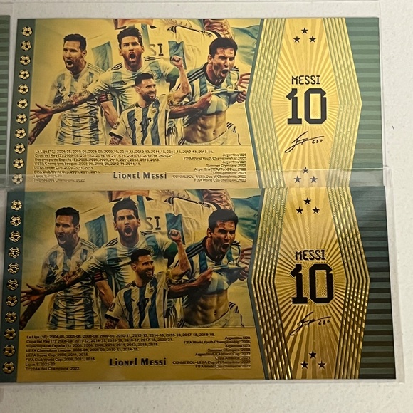 5 Lionel Messi Gold Foil Argentina Bank Note Notes Soccer Football Futbol #10 - Picture 7 of 10